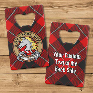 Clan Cunningham Crest over Tartan Creditkaart Flessenopener