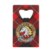 Clan Cunningham Crest over Tartan Creditkaart Flessenopener (Voorkant)