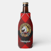 Clan Cunningham Crest over Tartan Flesjeskoeler (Fles Voorkant)