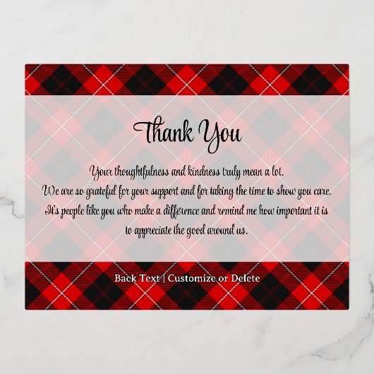 Clan Cunningham Crest over Tartan Folie Uitnodiging Briefkaart (Achterkant)