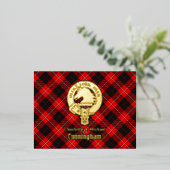 Clan Cunningham Crest over Tartan Folie Uitnodiging Briefkaart (Staand Voorkant)