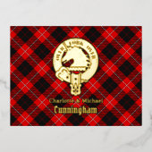 Clan Cunningham Crest over Tartan Folie Uitnodiging Briefkaart (Voorkant)