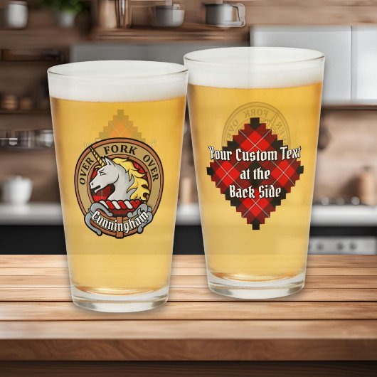 Clan Cunningham Crest over Tartan Glas