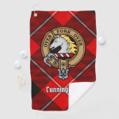 Clan Cunningham Crest over Tartan Golfhanddoek (Insitu)
