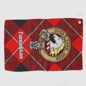 Clan Cunningham Crest over Tartan Golfhanddoek (Horizontaal)