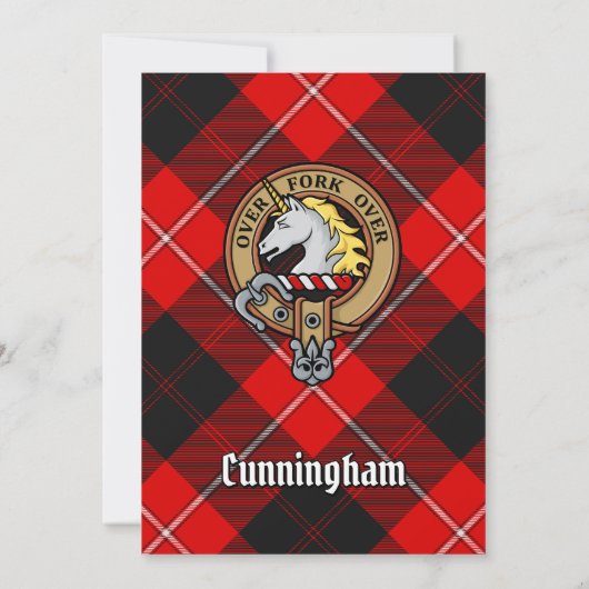 Clan Cunningham Crest over Tartan Kaart (Achterkant)