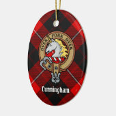 Clan Cunningham Crest over Tartan Keramisch Ornament (Links)
