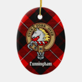 Clan Cunningham Crest over Tartan Keramisch Ornament (Voorkant)