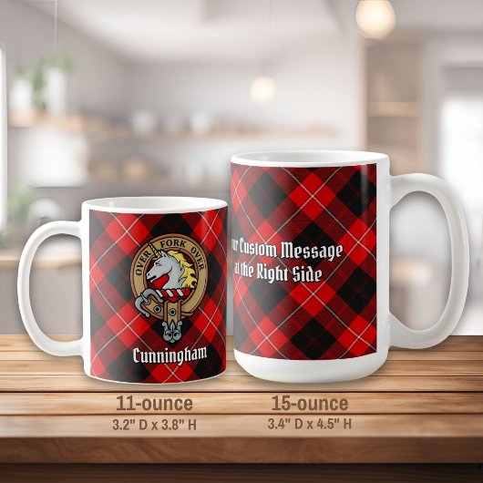 Clan Cunningham Crest over Tartan Koffiemok