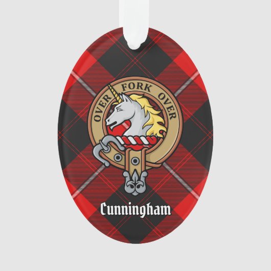 Clan Cunningham Crest over Tartan Ornament (voorkant)