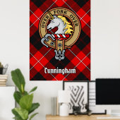 Clan Cunningham Crest over Tartan Poster (Thuiskantoor)