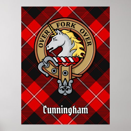 Clan Cunningham Crest over Tartan Poster (Voorkant)