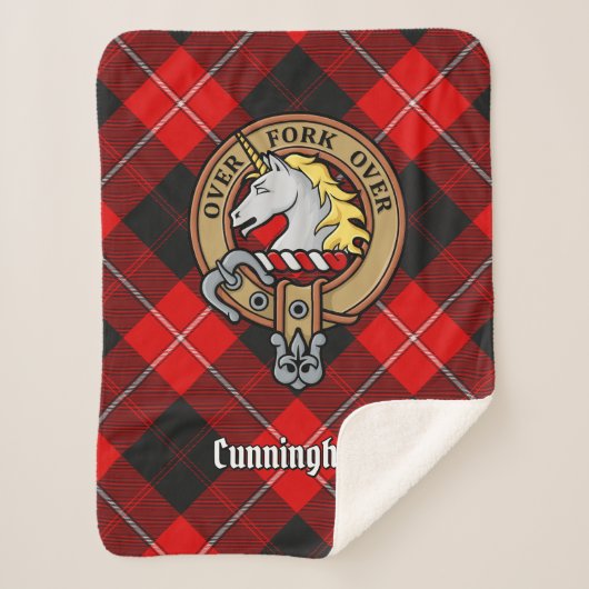 Clan Cunningham Crest over Tartan Sherpa Deken (Voorkant)