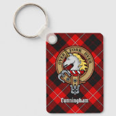 Clan Cunningham Crest over Tartan Sleutelhanger (Voorkant)