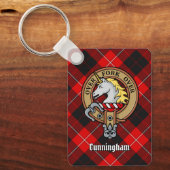 Clan Cunningham Crest over Tartan Sleutelhanger (Voorkant)