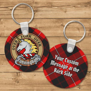 Clan Cunningham Crest over Tartan Sleutelhanger