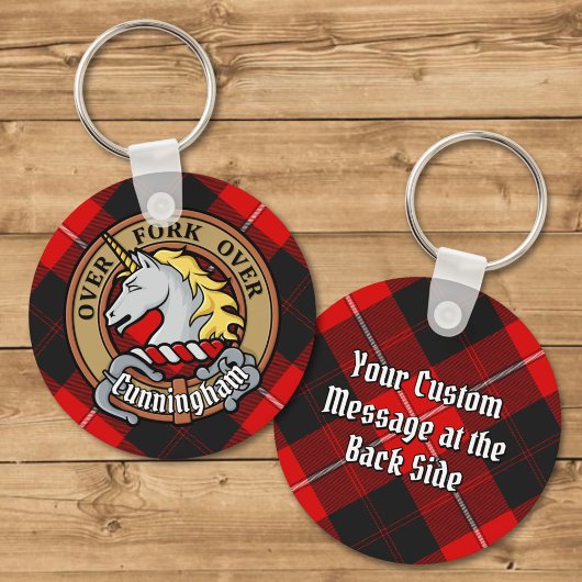 Clan Cunningham Crest over Tartan Sleutelhanger