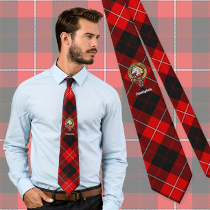 Clan Cunningham Crest over Tartan Stropdas