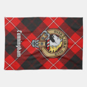 Clan Cunningham Crest over Tartan Theedoek (Horizontaal)