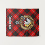 Clan Cunningham Crest over Tartan Wandkleed (Voorkant (horizontaal))