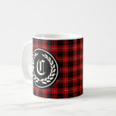 Clan Cunningham Red en Black Tartan Monogram Koffiemok (Voorkant links)
