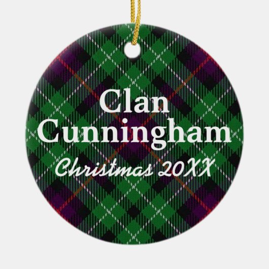Clan Cunningham Scottish Tartan Keramisch Ornament (Voorkant)