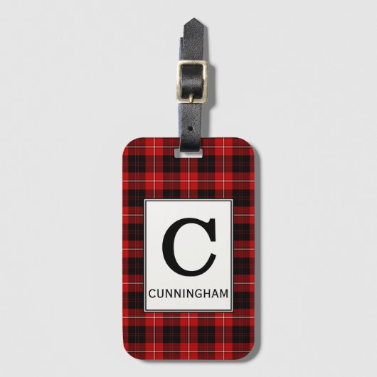 Clan Cunningham Tartan monogram Bagagelabel (Voorkant (verticaal))