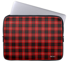 Clan Cunningham Tartan Red Plaid Monogram Laptop Sleeve
