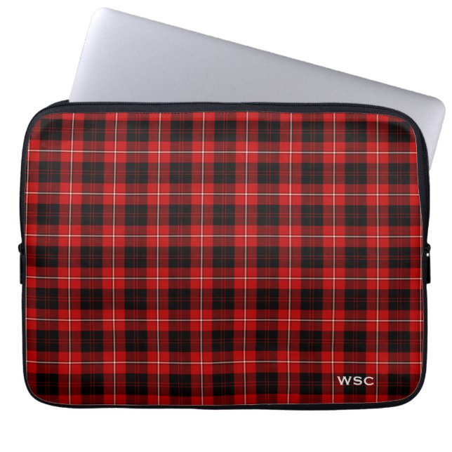 Clan Cunningham Tartan Red Plaid Monogram Laptop Sleeve (Voorkant)