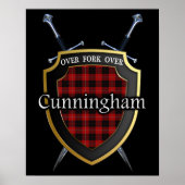 Clan Cunningham Tartan Scottish Shield & Swords Poster (Voorkant)