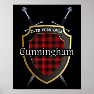 Clan Cunningham Tartan Scottish Shield & Swords Poster