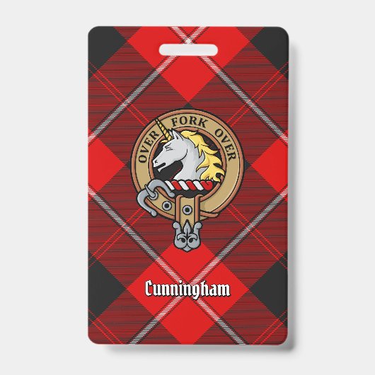 Clan Cunningham Wapen over Tartan Badge (Voorzijde)
