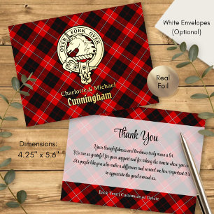 Clan Cunningham Wapen over Tartan Folie Uitnodiging Briefkaart