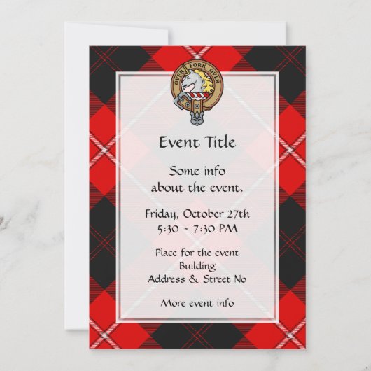 Clan Cunningham Wapen over Tartan Kaart (Voorkant)