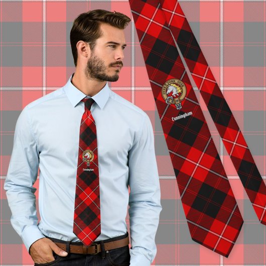 Clan Cunningham Wapen over Tartan Stropdas