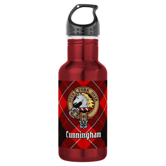 Clan Cunningham Wapen over Tartan Waterfles (Voorkant)