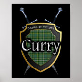 Clan Currie Curry Tartan Shield & Swords Print (Voorkant)