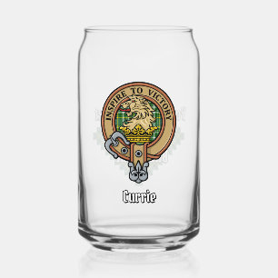 Clan Currie Lion Crest over Tartan Blikvorm Glas