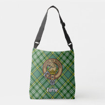 Clan Currie Lion Crest over Tartan