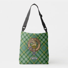 Clan Currie Lion Crest over Tartan Crossbody Tas