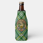 Clan Currie Lion Crest over Tartan Flesjeskoeler (Fles Voorkant)
