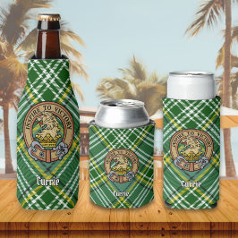 Clan Currie Lion Crest over Tartan Flesjeskoeler