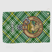 Clan Currie Lion Crest over Tartan Golfhanddoek (Horizontaal)
