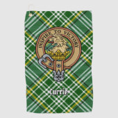 Clan Currie Lion Crest over Tartan Golfhanddoek (Voorkant)