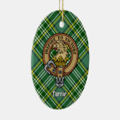 Clan Currie Lion Crest over Tartan Keramisch Ornament (Rechts)