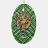 Clan Currie Lion Crest over Tartan Keramisch Ornament (Links)