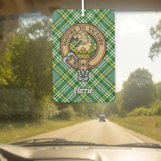 Clan Currie Lion Crest over Tartan Luchtverfrisser