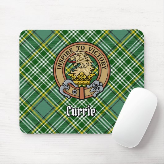Clan Currie Lion Crest over Tartan Muismat (Met muis)