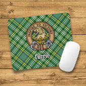 Clan Currie Lion Crest over Tartan Muismat