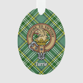 Clan Currie Lion Crest over Tartan Ornament
